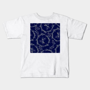 Achillea simple floral pattern on blue Kids T-Shirt